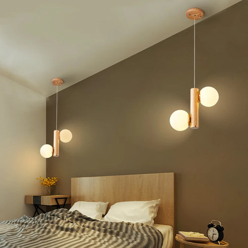 Wood and glass pendant light for modern and creative restaurant - vue 5 sur 10