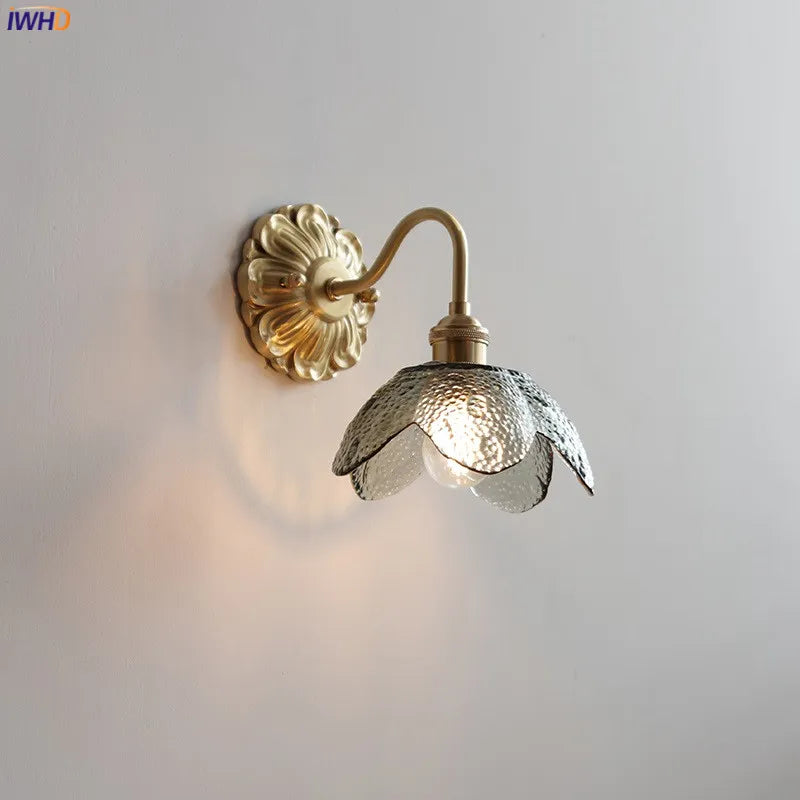 Modern smoked grey glass LED wall light copper indoor - vue 2 sur 23