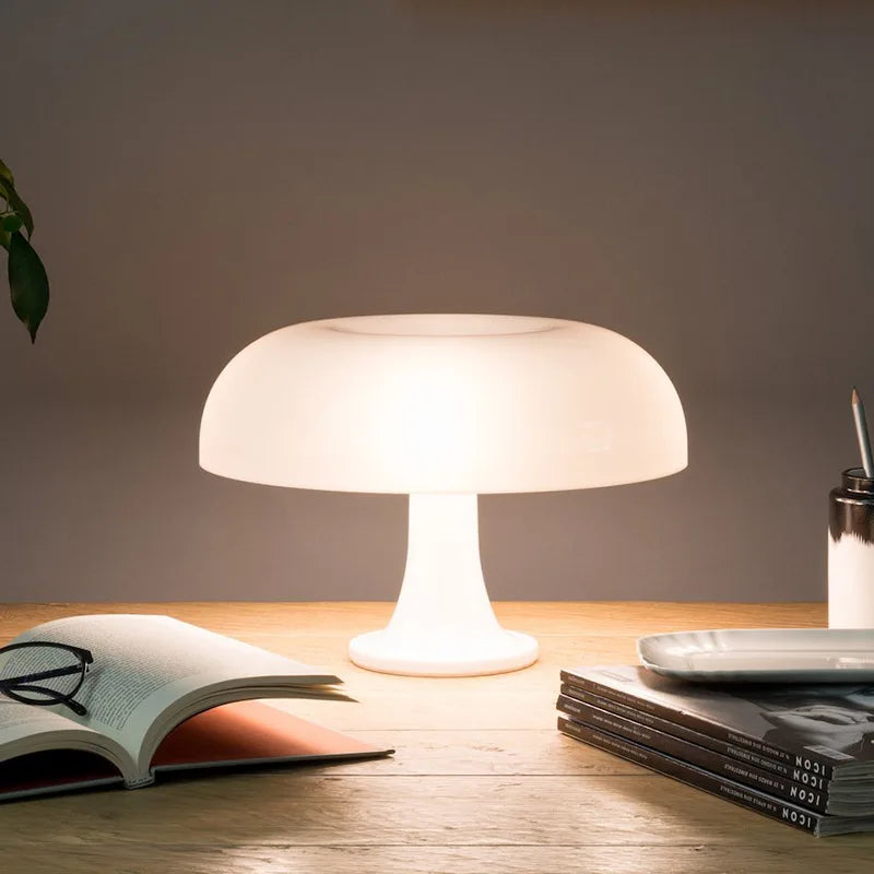 Minimalist mushroom LED table lamp for decoration - vue 5 sur 14