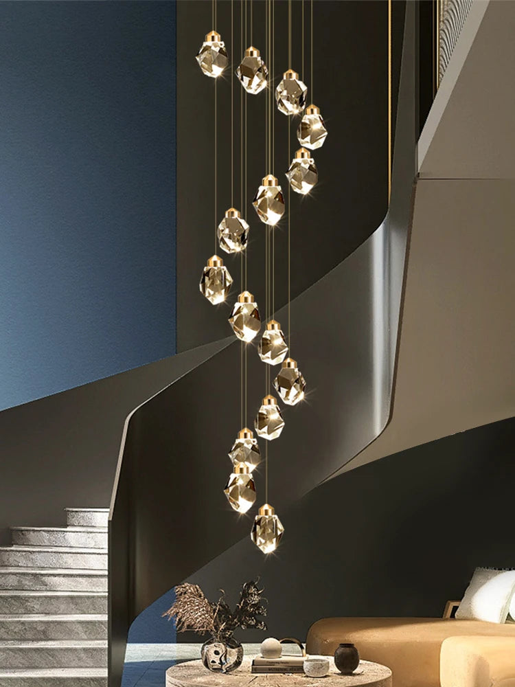 Nordic crystal chandelier loft style for modern interiors - vue 3 sur 15