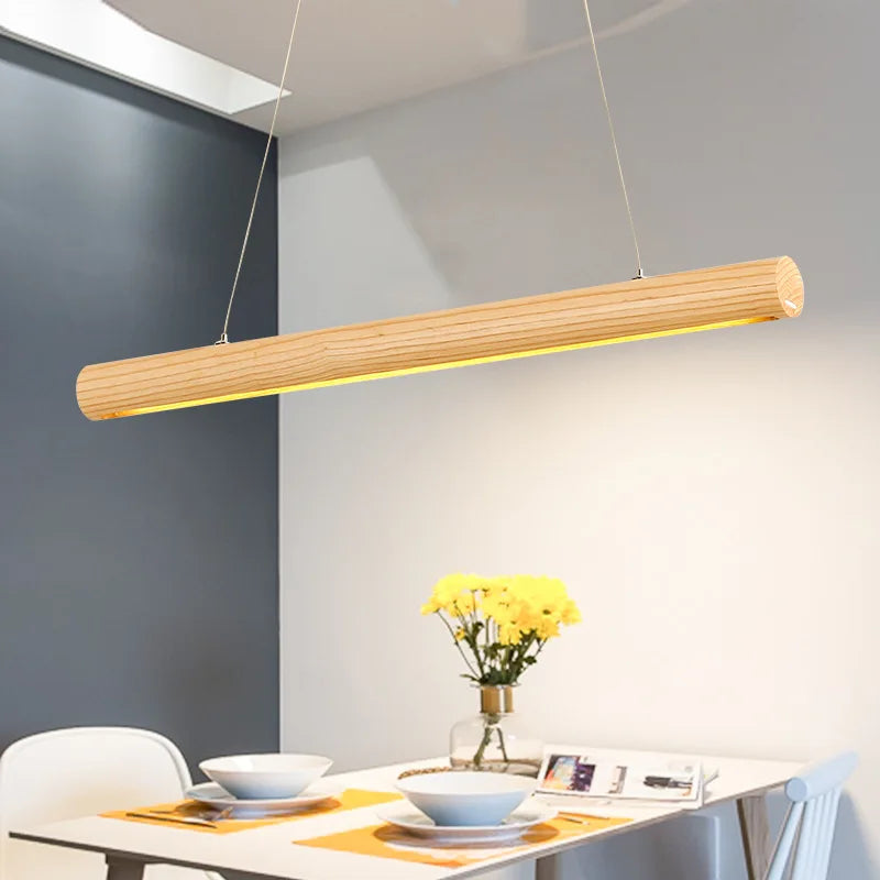 Nordic solid wood round pendant lamp with LED