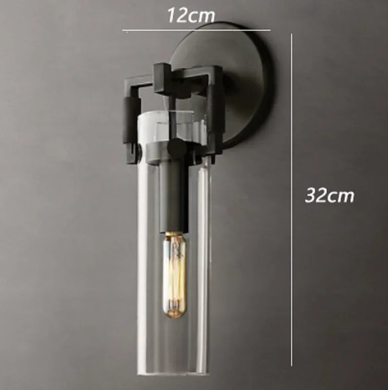 Industrial style retro glass wall light for interior