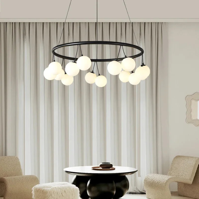 Bean-shaped LED chandelier with cherry pendant