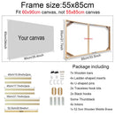 Wooden wall frame for canvases and decorative paintings