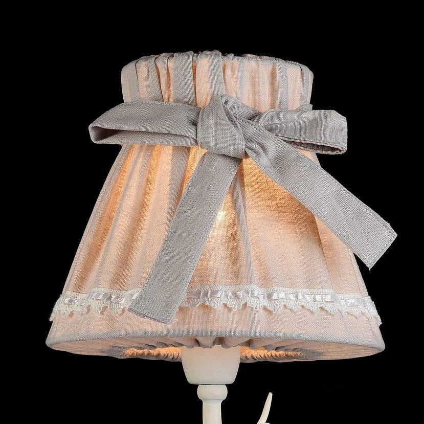 Iron wall light with fabric lampshade and ribbon bow - vue 4 sur 10