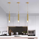 Cylindrical copper gold design LED pendant light