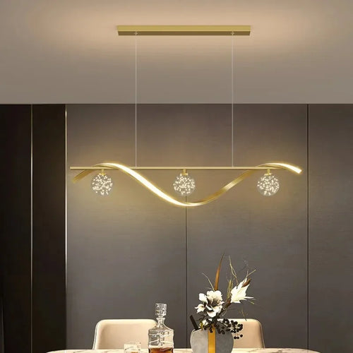Modern minimalist LED glass chandelier for restaurant - vue 6 sur 8