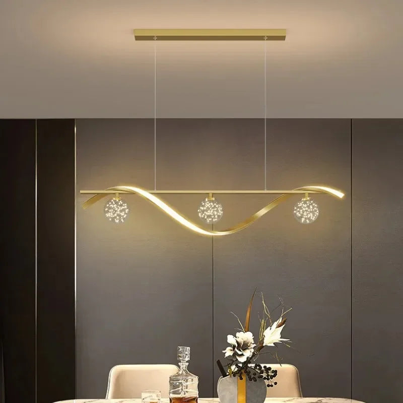 Modern minimalist LED glass chandelier for restaurant - vue 5 sur 8