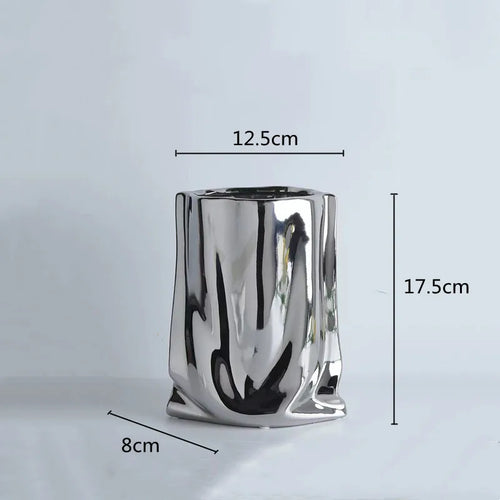 ceramic vase with silver frills for decorative flowers - vue 12 sur 12