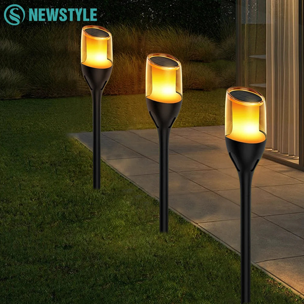 Solar flame outdoor lights for garden and patio