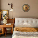 Wooden silent wall clock, antique brass pattern design, modern design, home decoration, living room dining room decoration