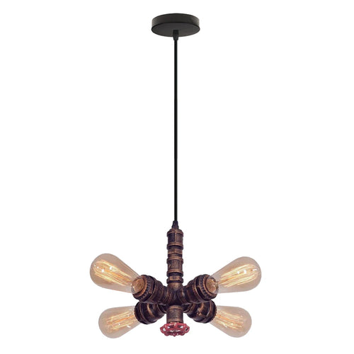 Retro industrial ceiling light with 4 decorative water pipe lights - vue 11 sur 11