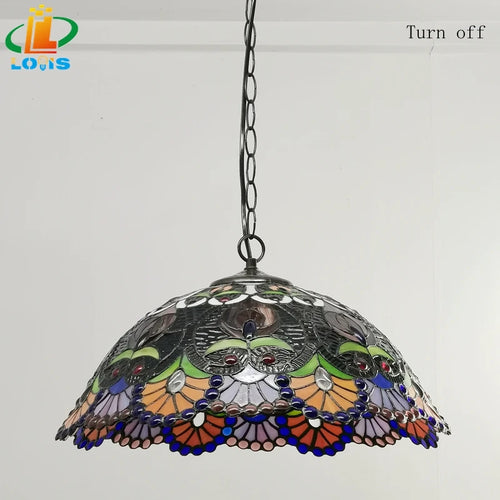 Handmade european retro chandelier with colourful glass beads - vue 7 sur 6