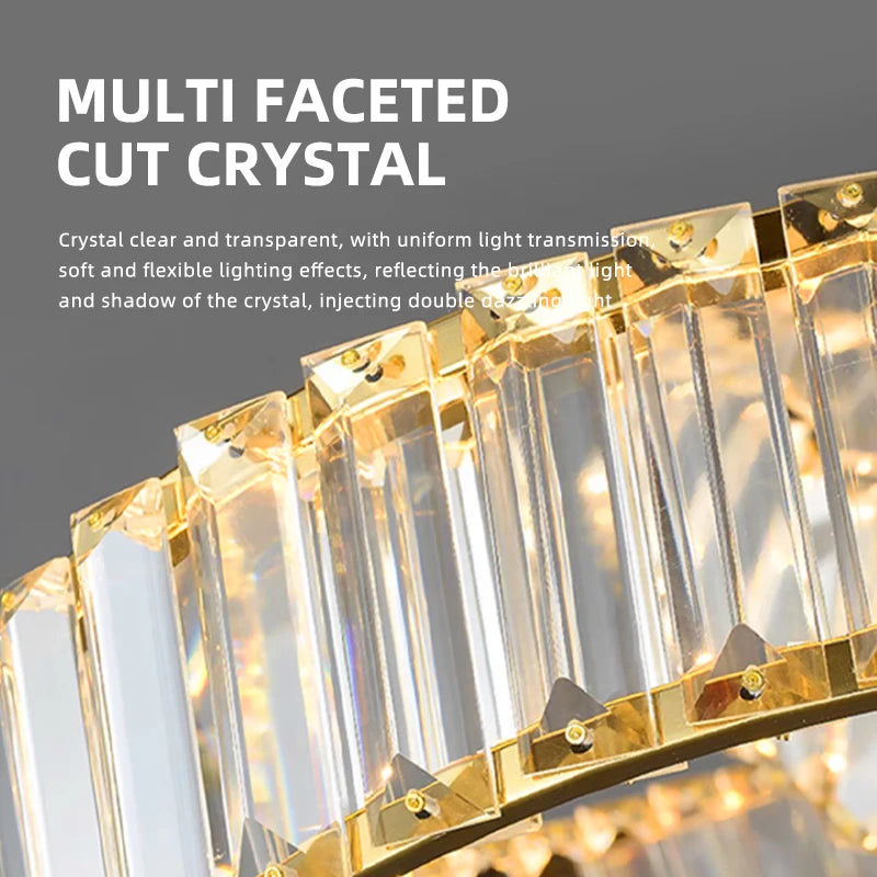 Modern minimalist spiral crystal LED pendant chandelier - vue 5 sur 9