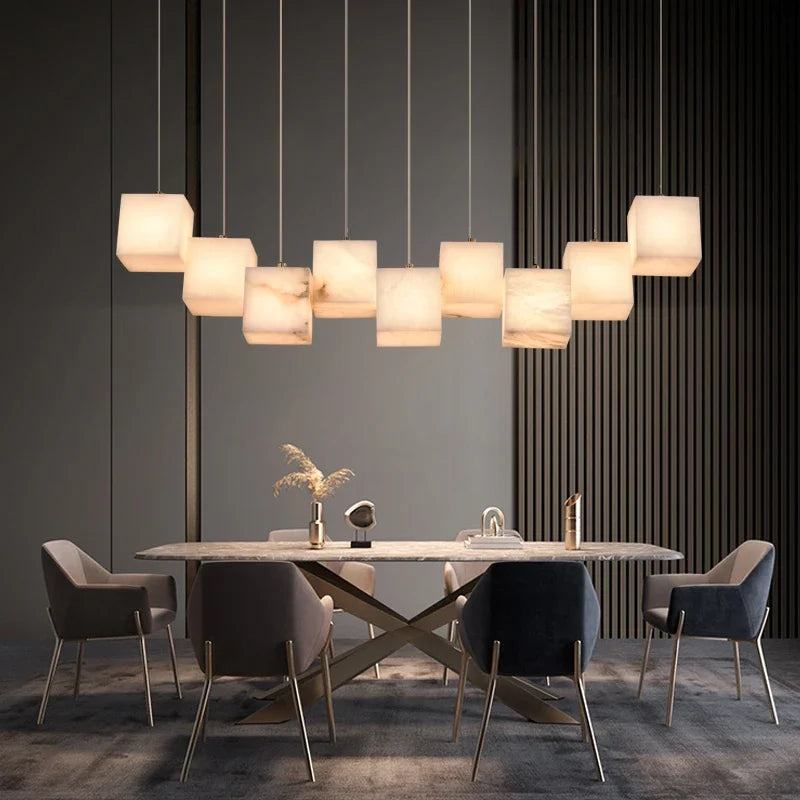Spanish marble chandelier with minimalist Chinese style for elegant interiors - vue 3 sur 15