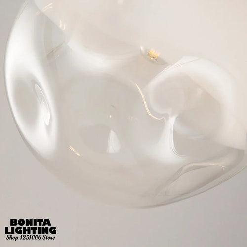 Modern pendant light with semi-frosted translucent bubble glass - vue 2 sur 6