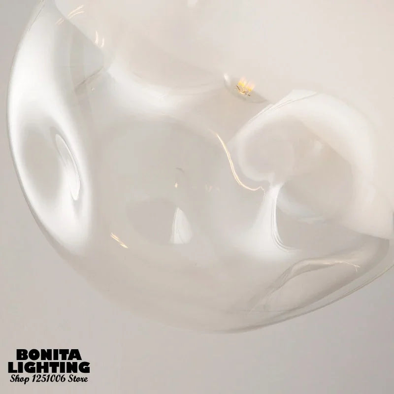 Modern pendant light with semi-frosted translucent bubble glass