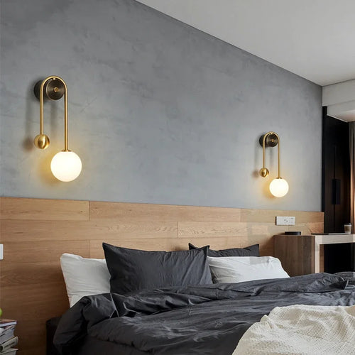 Modern glass wall light with decorative LED shade - vue 4 sur 8