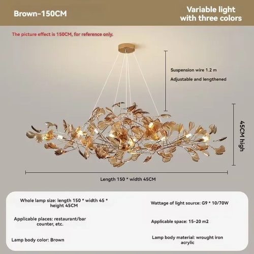Artpad Nordic romantic chandelier with acrylic leaves for the home - vue 11 sur 21