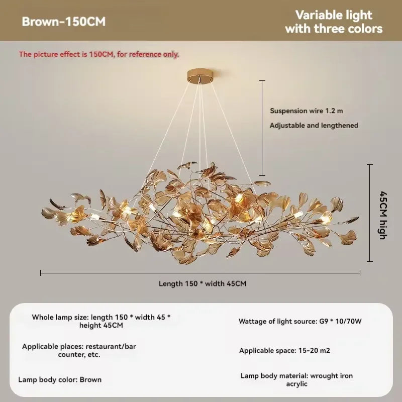 Artpad Nordic romantic chandelier with acrylic leaves for the home - vue 10 sur 21