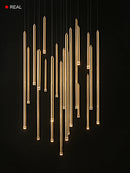 Minimalist postmodern metal LED double loft chandelier indoor lighting