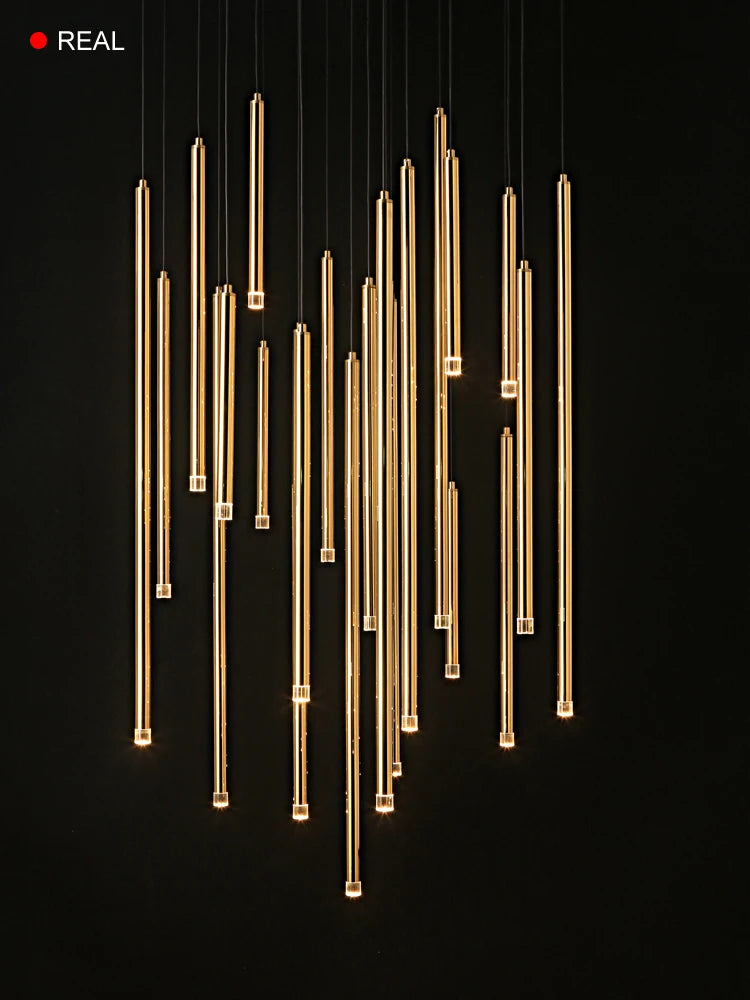 Minimalist postmodern metal LED double loft chandelier indoor lighting - vue 5 sur 17