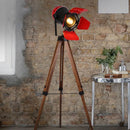 Vintage wooden floor lamp for creative lighting and photography studio