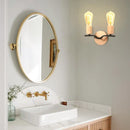 Two-head wall light in wood and iron loft style