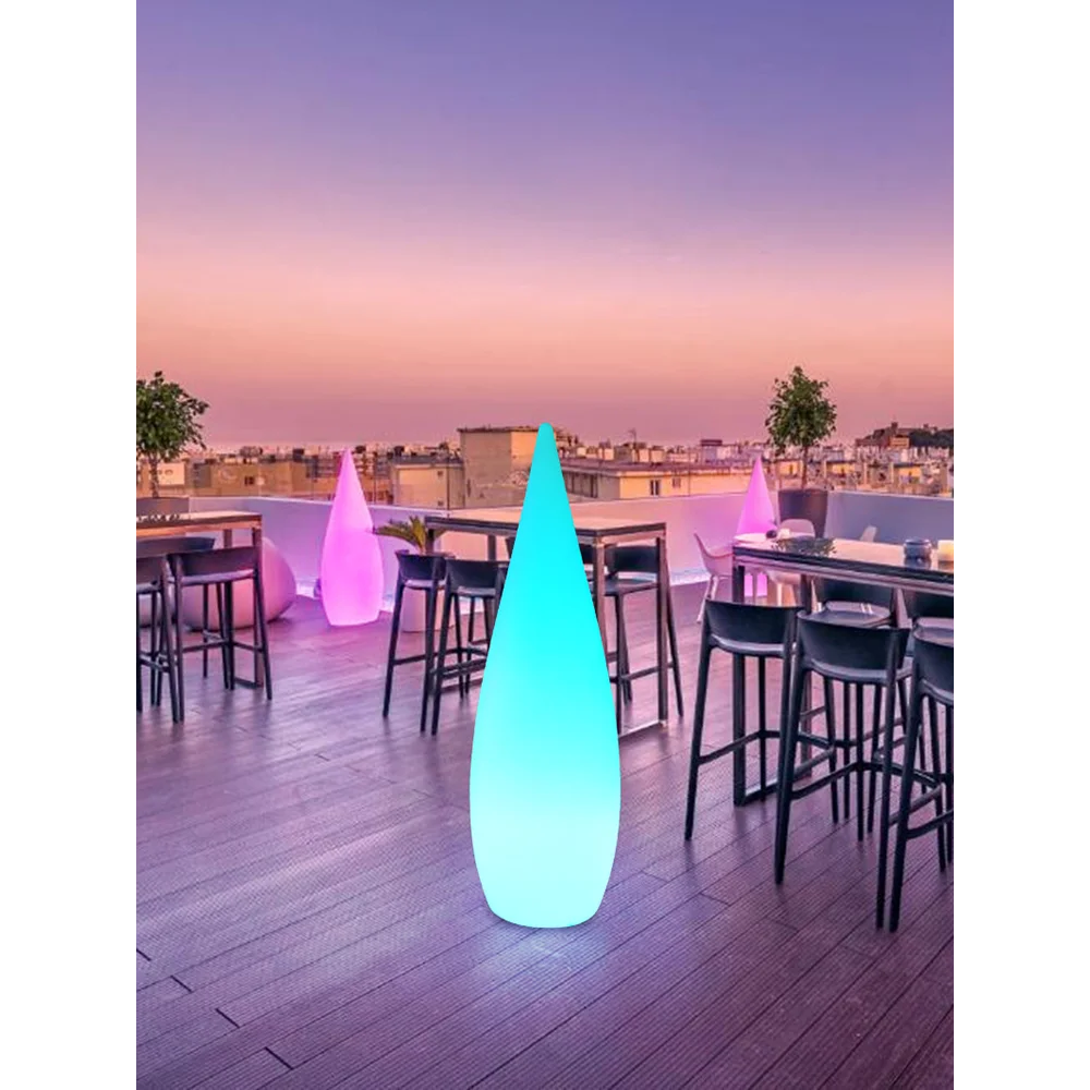 Waterproof solar garden floor lamp with water drop shape - vue 3 sur 14