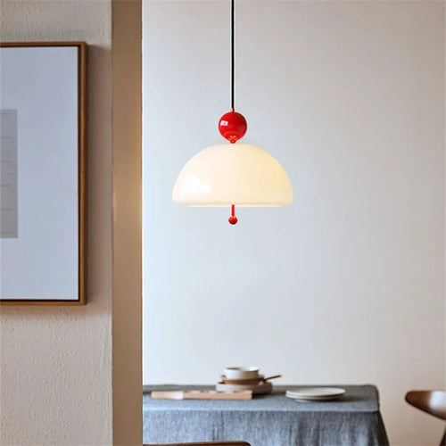 Milky white glass flower pendant light Bauhaus style - vue 6 sur 11