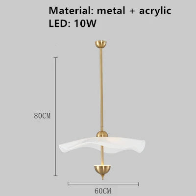Gold metal lotus design art deco pendant light - vue 8 sur 10