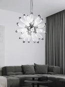 Design LED chandelier with glass shade and elegant glossy finish