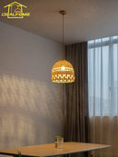 Modern woven bamboo pendant light wabi-sabi zen decorative