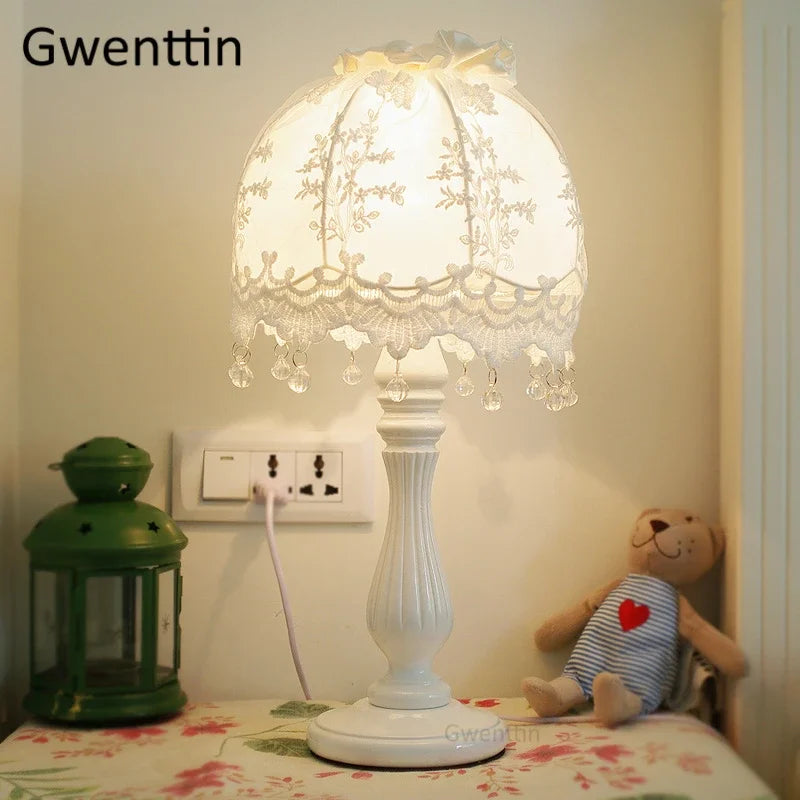 Korean lace bedside lamp for elegant décor