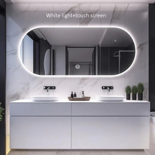 Elliptical smart anti-fog LED wall mirror with three colour settings - vue 13 sur 18