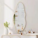 asymmetrical wall mirror with gold frame for interior decoration