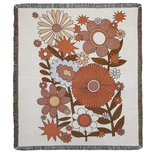 Bohemian throw with landscape motif, pastoral style for sofa