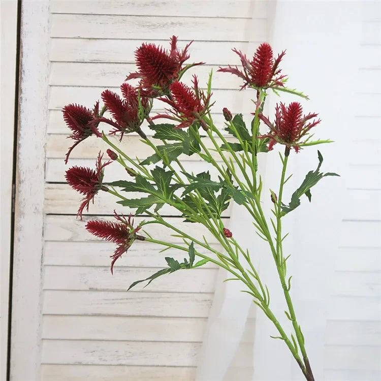 Decorative artificial sea holly flowers in pink and violet - vue 7 sur 12