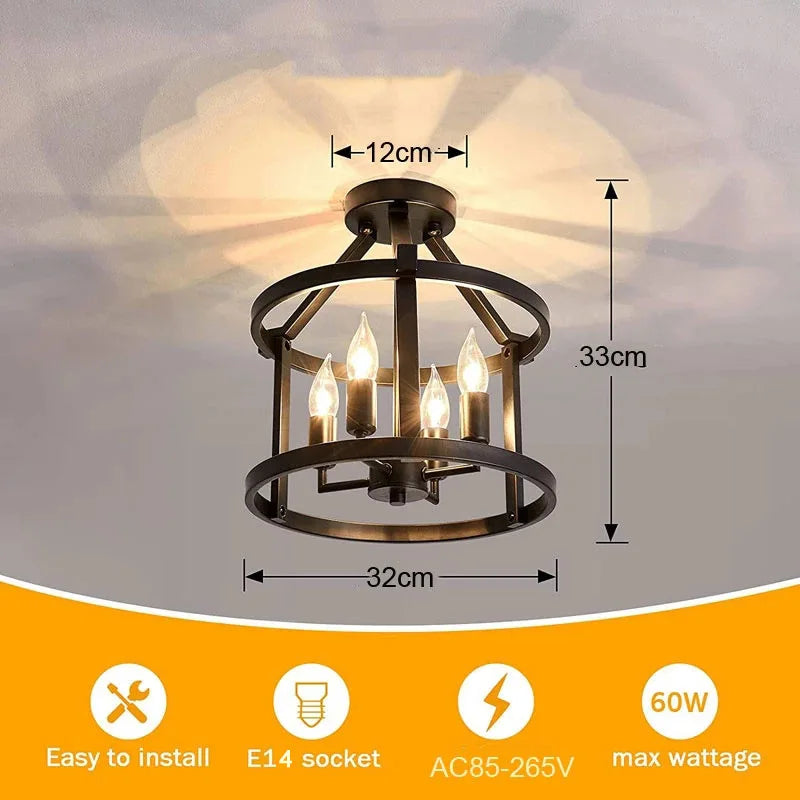 Retro American vintage ceiling light for kitchen and living room - vue 6 sur 6