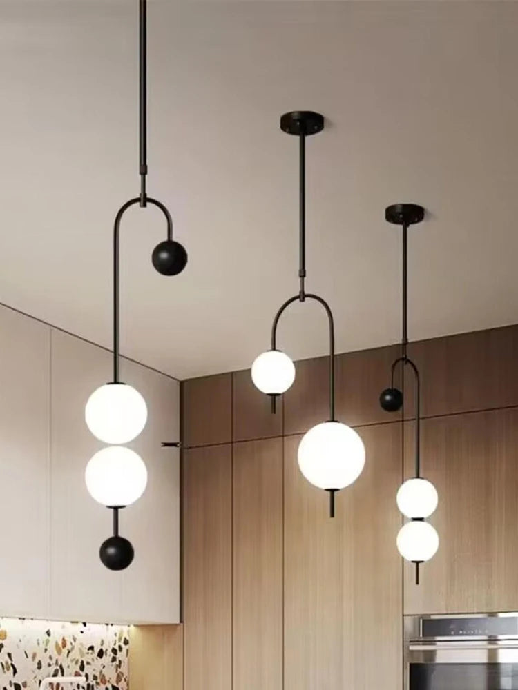 Iron and glass LED chandelier for interior decoration