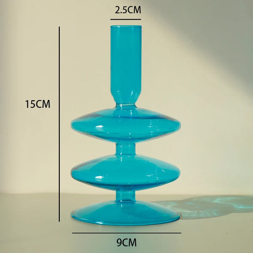 Vintage glass candle holder for weddings and romantic dinners - vue 10 sur 27