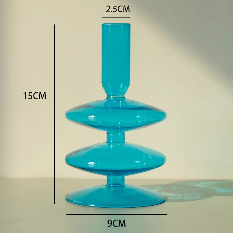Vintage glass candle holder for weddings and romantic dinners - vue 9 sur 27