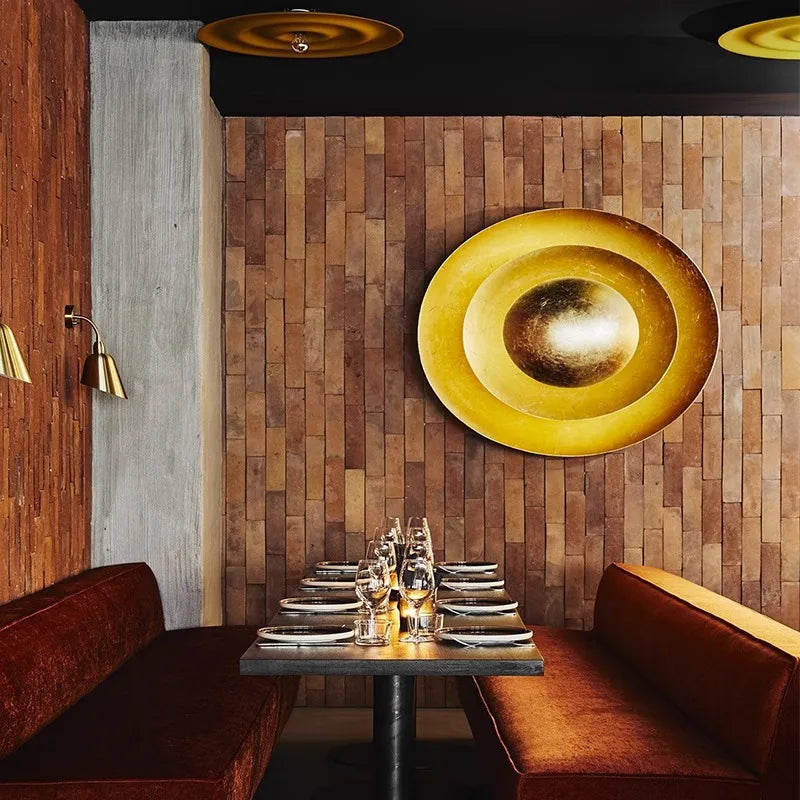 Vintage postmodern gold leaf wall light for hotel or villa - vue 3 sur 21