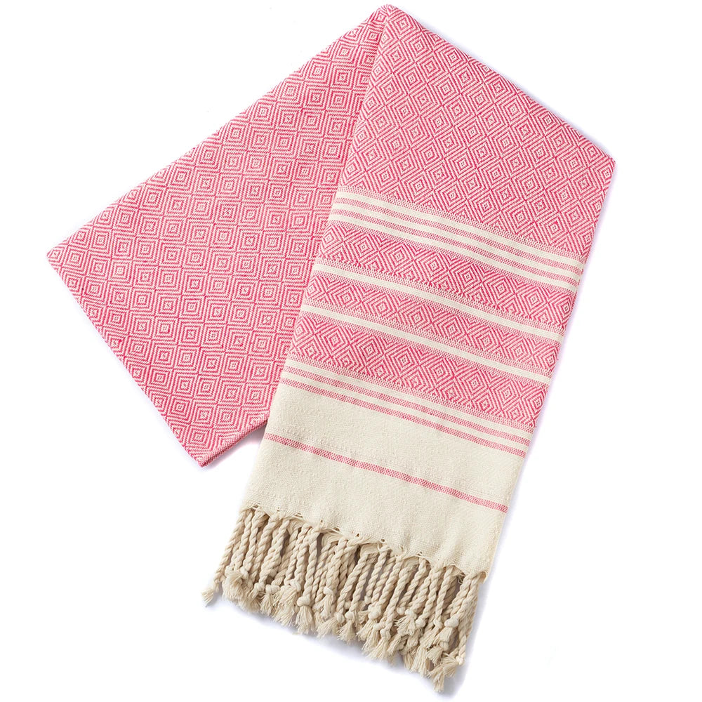 Turkish cotton beach towel with diamond pattern quick dry