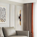 Decorative metal wall light with wood-effect finish