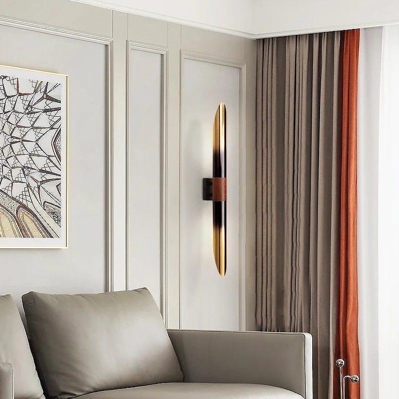 Decorative metal wall light imitation wood