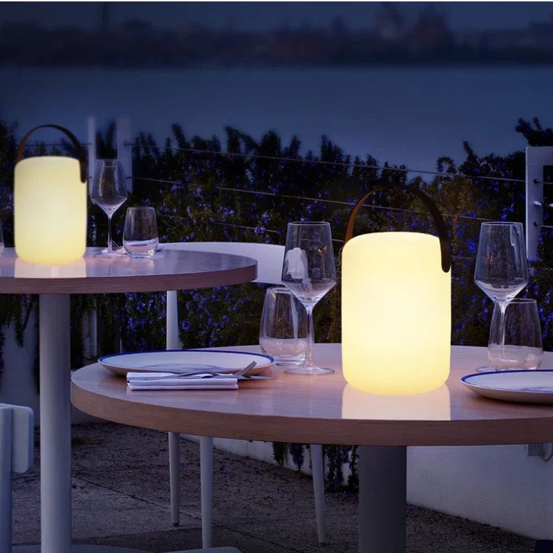 Rechargeable portable lamp with 16 remote-controlled colours