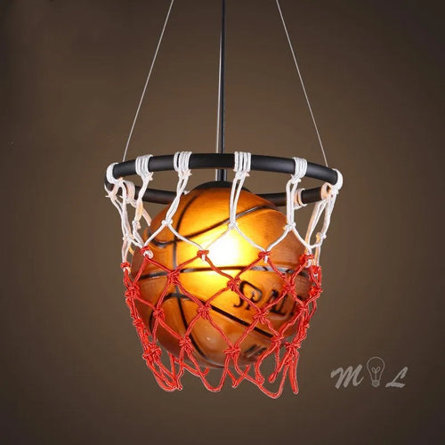 Acrylic pendant light with basketball hoop design