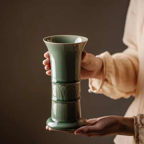celadon vase flower literati creative floral decoration
