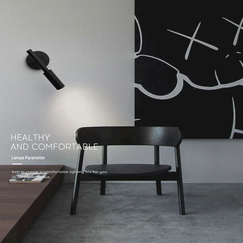 Minimalist rotating LED wall light with adjustable lighting - vue 10 sur 12